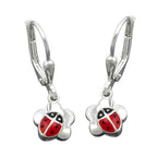 Leverback øreringe Øreringe 24x8mm Mariehøne på Flower Silver 925