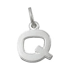 Vedhæng 12x10mm bogstav Q med kant Sølv 925
