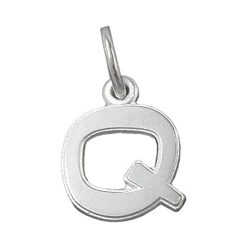 Vedhæng 12x10mm bogstav Q med kant Sølv 925