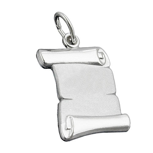 Vedhæng 20x14mm Dokumentrulle Matt Blank Sølv 925