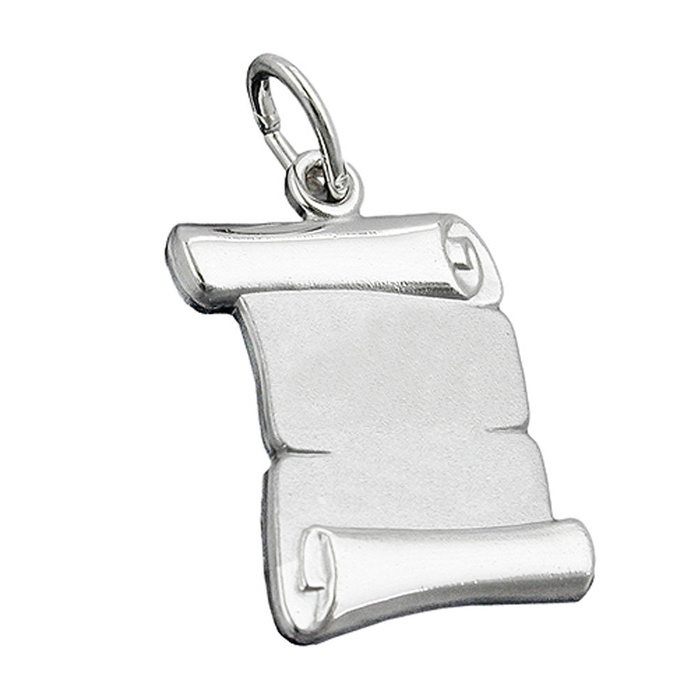 Vedhæng 20x14mm Dokumentrulle Matt Blank Sølv 925
