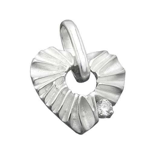 Vedhæng 17mm hjerte med zirkonia Matt Blanky Silver 925