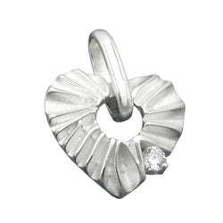 Vedhæng 17mm hjerte med zirkonia Matt Blanky Silver 925