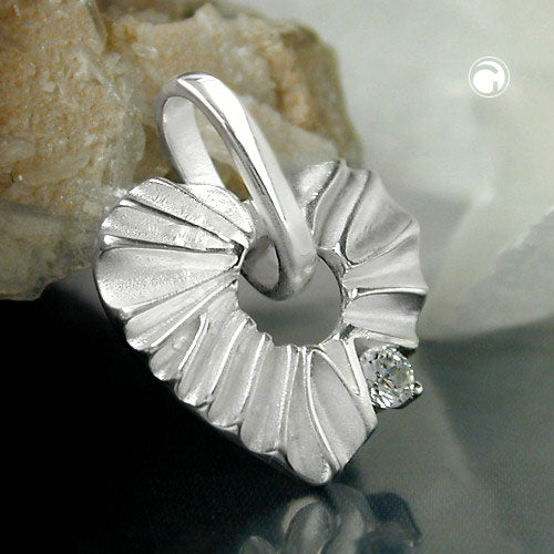 Vedhæng 17mm hjerte med zirkonia Matt Blanky Silver 925