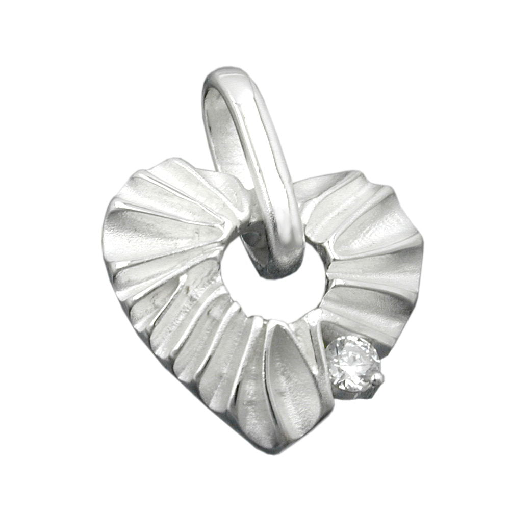 Vedhæng 17mm hjerte med zirkonia Matt Blanky Silver 925