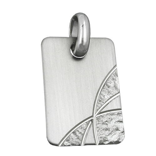 Vedhæng 24x16mm graveringsplade mat diamant rhodiumbelagt sølv 925