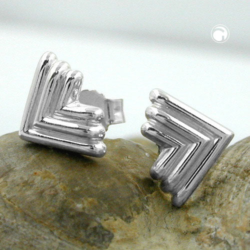 Ørestikker 9x7mm vinkel Triple Silver 925