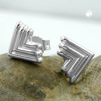 Ørestikker 9x7mm vinkel Triple Silver 925