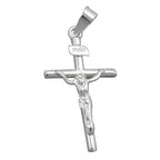 Vedhæng 23x13mm kors med Jesus Shiny Silver 925