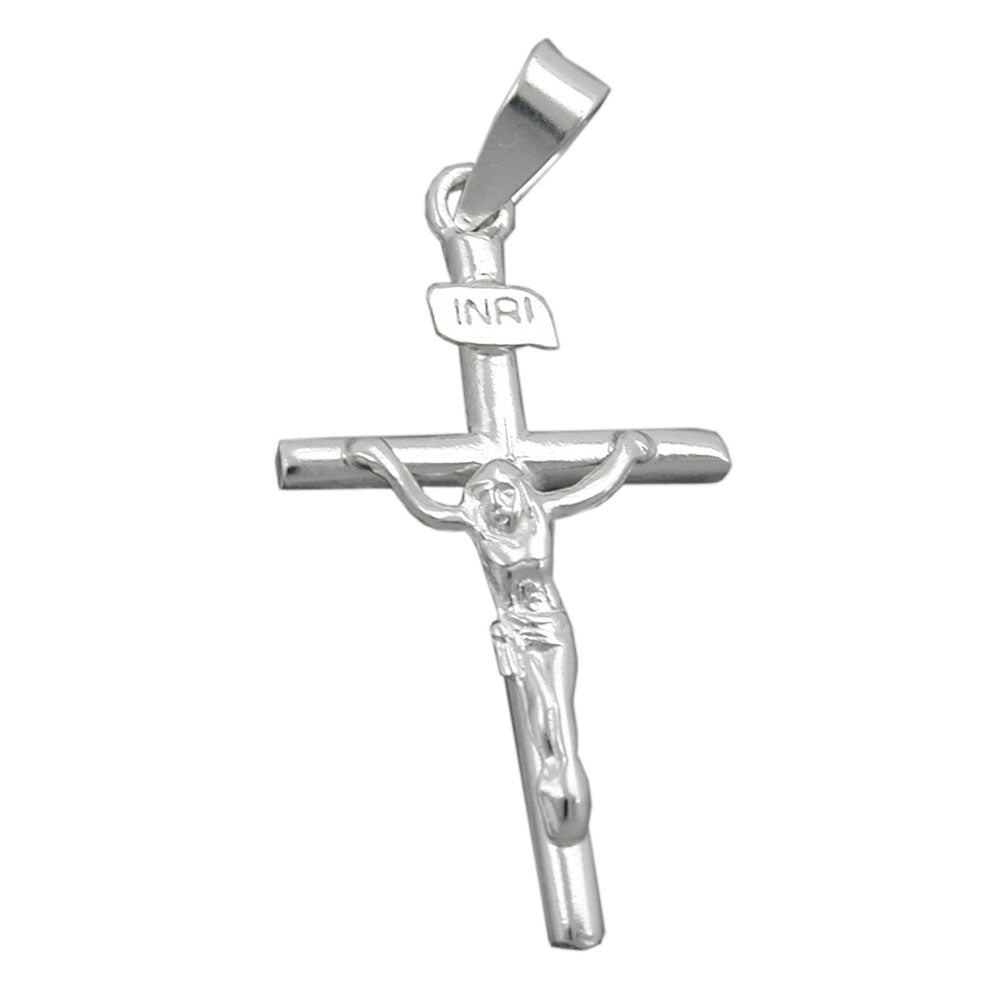 Vedhæng 23x13mm kors med Jesus Shiny Silver 925