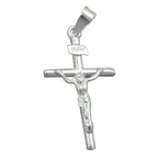 Vedhæng 23x13mm kors med Jesus Shiny Silver 925