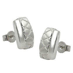 Ørestikker 10x6mm firkantet vaffelmønster mat-skinnende sølv 925