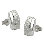 Ørestikker 10x6mm firkantet vaffelmønster mat-skinnende sølv 925