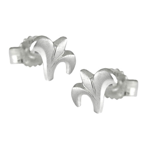 Ørestikker 7x6mm Små blomster Frostet Sølv 925