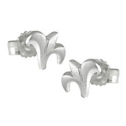 Ørestikker 7x6mm Små blomster Frostet Sølv 925