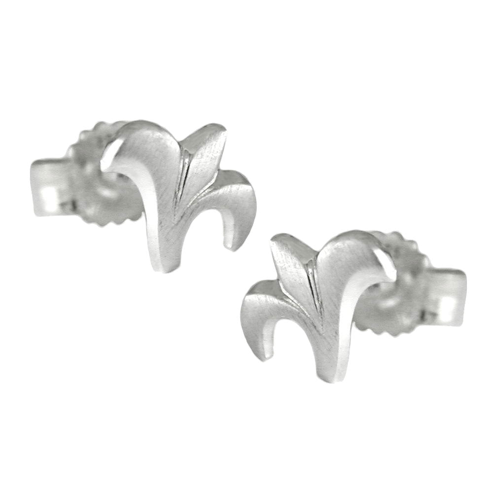Ørestikker 7x6mm Små blomster Frostet Sølv 925