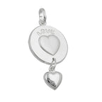 Vedhæng 28x14mm 2 hjertetallerken med gravering - LOVE og hjertependul sølv 925