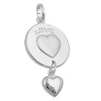 Vedhæng 28x14mm 2 hjertetallerken med gravering - LOVE og hjertependul sølv 925