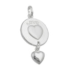 Vedhæng 28x14mm 2 hjertetallerken med gravering - LOVE og hjertependul sølv 925