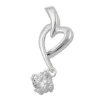 Vedhæng 26x9mm hjerteform med zirkonia skinnende sølv 925
