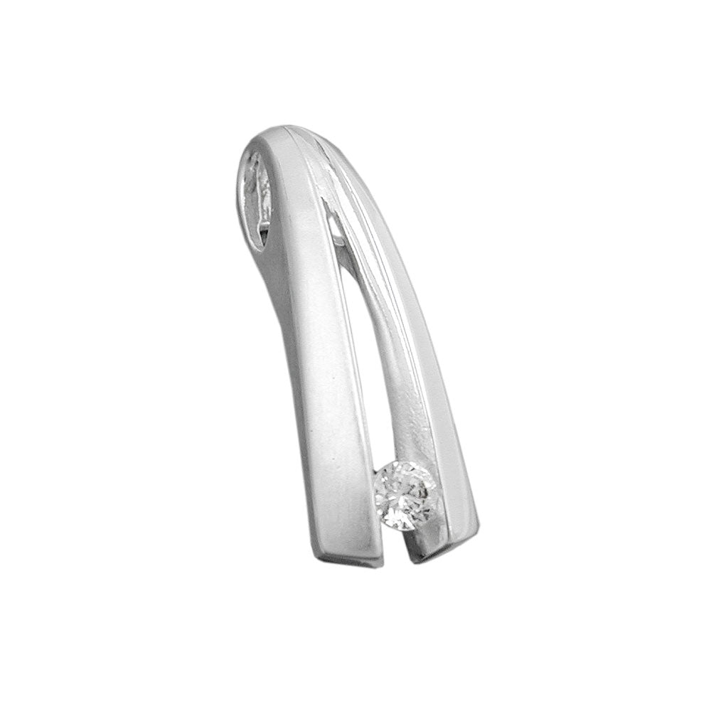 Vedhæng 20,5x7mm med Zirconia Frosted Silver 925