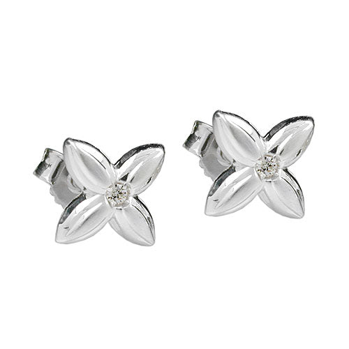 Ørestikker 6,5x6,5 mm Små blomster Kubisk zirkonia Hvid Sølv 925