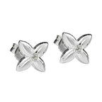 Ørestikker 6,5x6,5 mm Små blomster Kubisk zirkonia Hvid Sølv 925