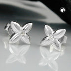 Ørestikker 6,5x6,5 mm Små blomster Kubisk zirkonia Hvid Sølv 925