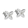 Ørestikker 6,5x6,5 mm Små blomster Kubisk zirkonia Hvid Sølv 925