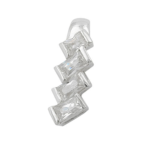 Vedhæng 21x7mm 4x Zirconia skrå skinnende sølv 925
