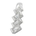Vedhæng 21x7mm 4x Zirconia skrå skinnende sølv 925