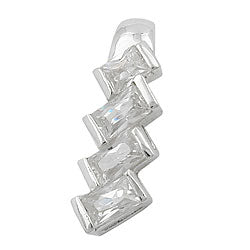 Vedhæng 21x7mm 4x Zirconia skrå skinnende sølv 925
