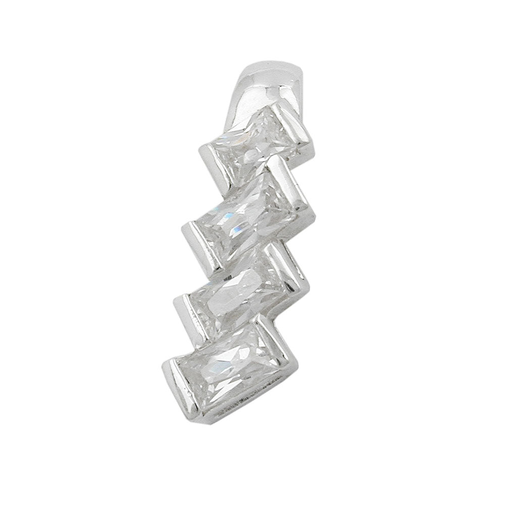 Vedhæng 21x7mm 4x Zirconia skrå skinnende sølv 925