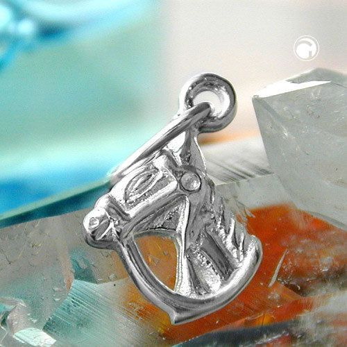 Hængende 14x10mm hestehoved med grime Shiny Silver 925