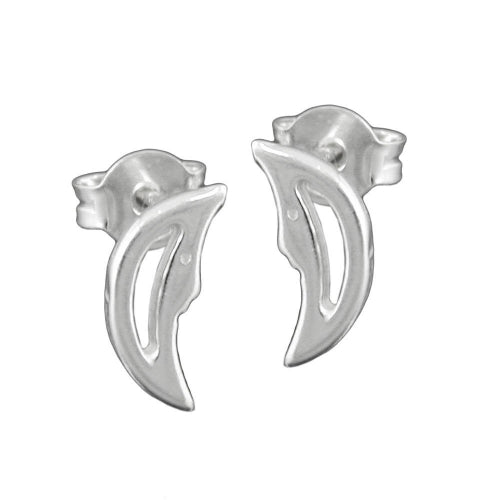 Ørestikker 12x5mm halvmåne med ansigt skinnende sølv 925