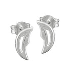 Ørestikker 12x5mm halvmåne med ansigt skinnende sølv 925
