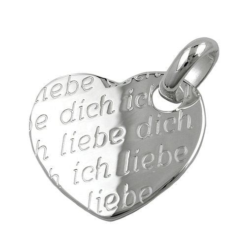 Vedhæng 20x22mm Hjerte - Jeg elsker dig - Sølv 925