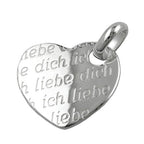 Vedhæng 20x22mm Hjerte - Jeg elsker dig - Sølv 925