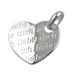 Vedhæng 20x22mm Hjerte - Jeg elsker dig - Sølv 925
