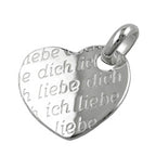Vedhæng 20x22mm Hjerte - Jeg elsker dig - Sølv 925