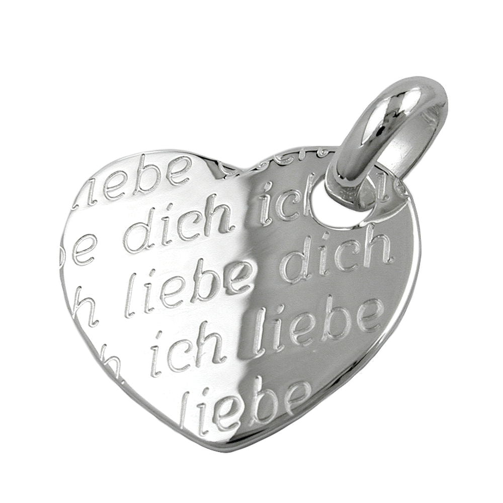 Vedhæng 20x22mm Hjerte - Jeg elsker dig - Sølv 925