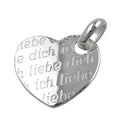 Vedhæng 20x22mm Hjerte - Jeg elsker dig - Sølv 925