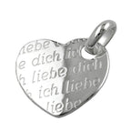 Vedhæng 20x22mm Hjerte - Jeg elsker dig - Sølv 925