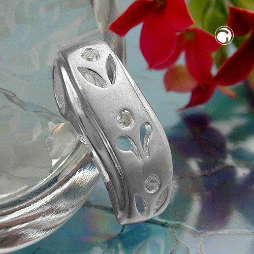 Hængende 19x8mm åbent værk 3xCubic Zirconias sølv 925