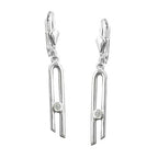 Leverback øreringe 37x4mm med Cubic Zirconia Narrow Shiny Silver 925