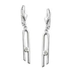 Leverback øreringe 37x4mm med Cubic Zirconia Narrow Shiny Silver 925