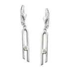 Leverback øreringe 37x4mm med Cubic Zirconia Narrow Shiny Silver 925