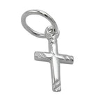 Vedhæng 12x6mm Mini Cross Blanke skrå striber Sølv 925