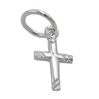 Vedhæng 12x6mm Mini Cross Blanke skrå striber Sølv 925