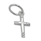 Vedhæng 12x6mm Mini Cross Blanke skrå striber Sølv 925